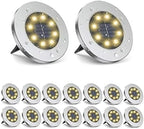 ZGWJ Solar Ground Lights Outdoor, 8 LED Waterproof Warm White,16 Pack by ZGWJ