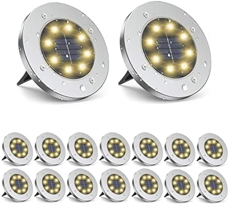 ZGWJ Solar Ground Lights Outdoor, 8 LED Waterproof Warm White,16 Pack by ZGWJ