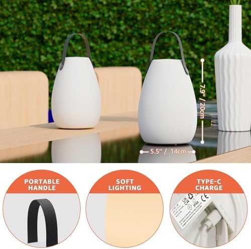 uuffoo 2 Pack Rechargeable Portable Table Lamp with Remote - Image 4