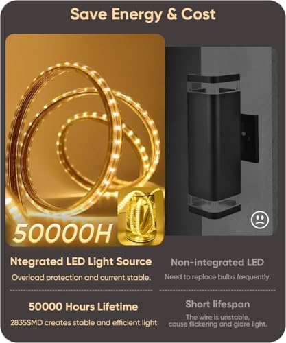 Aipsun 2 Packs Black Outdoor Wall Light 39.4inch Modern LED Exterior Wall Sconce, Long LED Linear Exterior Lights 3000K 4000K 6000K for Entrance, Hallway, Garage, Porch(3CCT) - Image 3