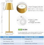 Cordless Table Lamp 5000mAh LED Rechargeable Lamp Gold, 2-Pack - Image 6