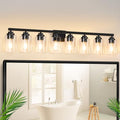 8-Light Bathroom Light Fixtures, 51" Modern Vanity Lights Over Mirror with Clear Glass Shades, Matte Black Light Fixture, Classic Wall Light Fixture for Mirror Living Room Cabinet Bedroom Porch by WelcometoVerRon