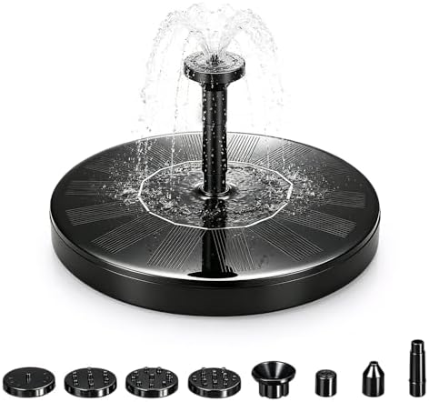 Solar Bird Bath Fountains, 2026 Upgrade 1.4W Solar Fountain Pump with 6 Nozzles, Free Standing Floating Solar Powered Water Fountain Pump for Bird Bath, Garden, Pond, Water Feature Outdoor (1, 5.1in) by BNGXR