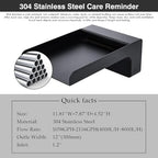 PONDO 304 Stainless Steel Made Exquisite Handcrafted Waterfall Spout for Landscape, Water Fountain Spout Scupper Luxury Decoration for Pools, Ponds, Water Walls (Black Powder Coating) - Image 5