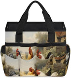 Farmhouse Garden Tool Bag Organizer Heavy Duty Chicken Gardening Tote Bag with 10 Pockets for Women Men Gardening Gifts - Image 2