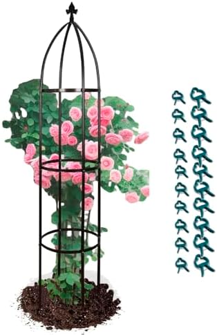 Garden Obelisk Trellis for Climbing Plants Outdoor 6.3 Feet Tall Rose Heavy Duty Metal Trellis Plant Support for Vines Clematis Flowers, Bronze by AngyangguoJi