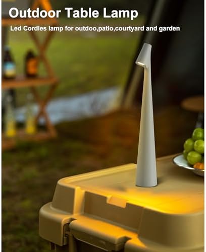 Cordless Small Table Lamps,3 Levels Brightness Portable Desk Lamp,Rechargeable Battery Lights for Outdoor, Restaurant, Bedside, Baby Night Light,Gifts (Grey) - Image 2
