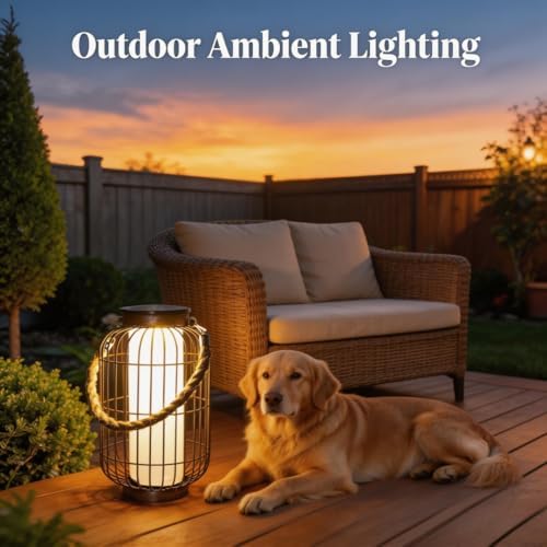 pearlstar Large Solar Powered Lantern Outdoor-Heavy Duty Metal Hanging Lights Decorative Solar Table Lamp Waterproof for Outside Patio Yard Garden Porch Tabletop Decor (Copper) - Image 2