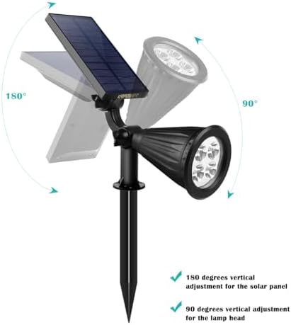 URPOWER Solar Spot Lights Outdoor Adjustable Spotlights, 4 Pack Warm White - Image 3