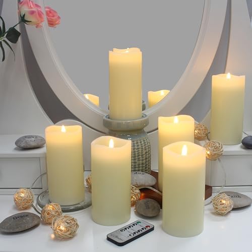 Stonebriar LED Pillar Candles — Remote & Timer, Real Wax Flameless Candles for Home Décor, Weddings & Events, Pack of 6, Ivory, 3" x 6" - Image 5