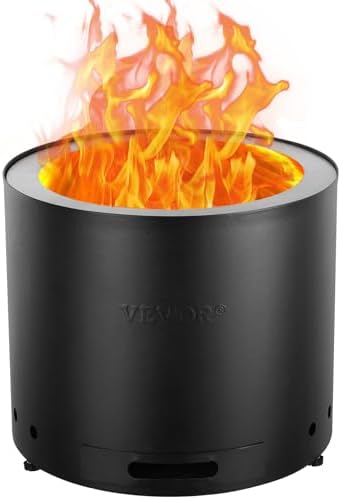 VEVOR Smokeless Fire Pit Stove Bonfire, H: 12.6 in x Dia: 15 in,Wood Burning Fireplaces with Removable Ash Pan, SUS430 Stainless Steel Inner Portable Outdoor Firepit, Ideal for Outdoor Patio Camping by VEVOR