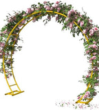 Queension Metal Arch Backdrop Stand 8Ft Wide 7Ft High, Wedding Arch Frame for Wedding Decorations, Balloon Arch Stand with Base for Ceremony, Outdoor Garden Arch Trellis for Climbing Plants, Gold by Queension