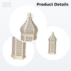 Hollow Metal Lantern, White Iron, Moroccan Vintage, Led, Tower Design Tall, Outdoor/Indoor, Patio, Garden, Hotel, Home, Hanging & Standing - Image 2