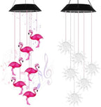 Flamingo and Sun Solar Wind Chime(2 Pcs), 7-Color Light Changing by Lapocover