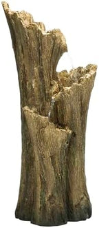 Alpine Corporation TZL210 39” Outdoor 3-Tiered Aged Log Water Fountain with LED Lights – Garden Water Feature for Patio, Lawn & Yard Decoration, Brown by Unknown