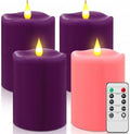 Retisee Flameless LED Candles Real Wax, 4 Pcs, Purple,Pink, 3 x 4 in by Retisee