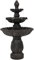 Sunnydaze Classic Tulip 46 in. 3-Tiered Outdoor Water Fountain - Dark Brown by SunnydazeDecor