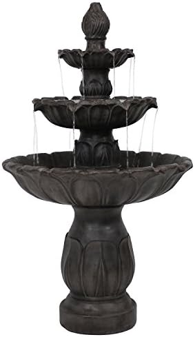 Sunnydaze Classic Tulip 46 in. 3-Tiered Outdoor Water Fountain - Dark Brown by SunnydazeDecor