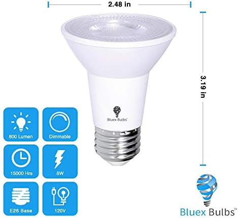 10 Pack PAR20 Outdoor LED Flood Light Bulb 8W 75 Watt Equivalent 500 Lumens Dimmable Waterproof E26 3000K Warm White LED Flood Light Bulbs for Security Led Spotlight Indoor Recessed Light Bulbs - Image 2