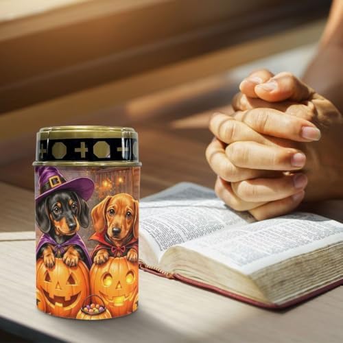 Poceacles Halloween Decor Solar Lights Outdoor Solar Powered Cemetery Stake Lights Grave Lamp Landscape Lighting Waterproof Grave Flameless Candles, Dachshund Dog Pumpkin, Pack of 2 - Image 5