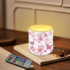 Flameless Candles Set of 4 Battery Powered LED Pillar Candle Tealights 3 x 3 Inches Home Decoration Remote for Wedding Beach Party Decor Butterfly Cherry Blossom Pink Pattern - Image 3