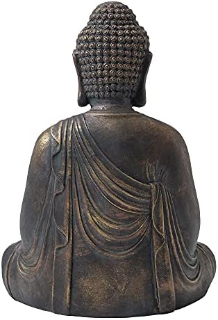 Glitzhome 22.75-inch Zen Meditation Buddha Garden Statue, Bronze Large Indoor and Outdoor Sculpture, Hand-Finished MGO & Fiberglass Decor for Home Patio Yard - Image 3