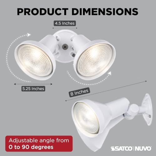 Nuvo Lighting SF77/488 2-Light PAR38 Twin Flood Light, White - Image 6