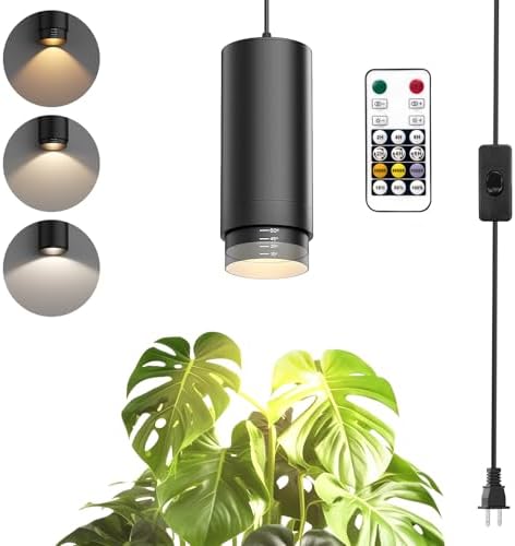 Zoomable Hanging Plant Light for Indoor Plant, Full Spectrum, Black by TuyuBEE