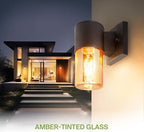 ASD Amber Glass Outdoor Wall Lights - 60W 120V E26 Base ETL Exterior Lighting Fixtures, LED/CFL/Incandescent Bulb Outdoor Lights for House, Waterproof Patio Wall Sconces & Porch Decor 2 Pack - Image 4