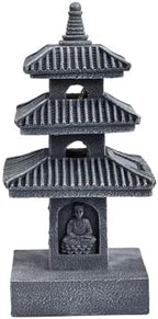 Japanese Lantern Pagoda Garden Statue, 10 Inch Weatherproof Solar Garden Decor, LED Light Zen Japanese Lantern for Backyard Balcony Patio Lawn Yard, Grey - Image 4