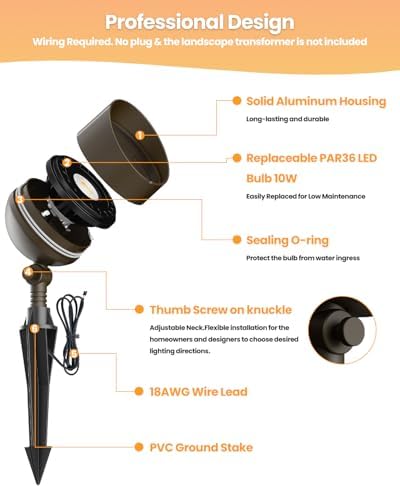 Cheopha PAR36 Low Voltage Landscape Spotlight, 10W 12V, 850LM, 2700K, 1pc - Image 5