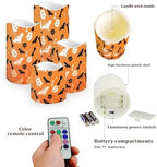 Flameless Candles Battery Operated Candles with Remote Control and Timers Color Changing Halloween Party Decor Accessories Flickering LED Pillar Candles Set of 4 Halloween Bat - Image 3