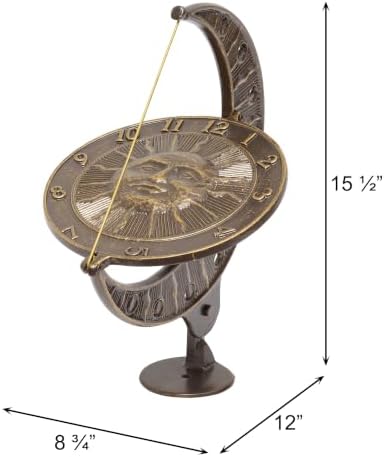 Whitehall Products Sun and Moon Sundial, French Bronze - Image 3