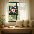Holiday Lights Gnome Stained Glass Suncatcher – Square Hanging Window Panel for Home or Greenhouse – Whimsical Glass Art Gift for Garden Lovers, Christmas, Halloween, Father Days xzZh6D - Image 7