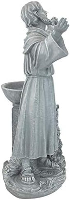 Design Toscano Francis of Assisi Blessing Religious Garden Decor Statue with Bird Bath Feeder, 19 inches Tall, Cast Stone Resin, Gray Stone Finish - Image 6