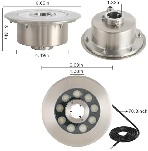 LED Fountain Lights Warm White Outdoor Submersible Light 18W 12V AC DC Stainless Steel Materials IP68 Waterproof Landscape Underwater Light for Outdoor Pond Garden Patio Backyard - Image 2