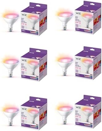 WiZ Connected 120W PAR38 Color LED Smart Bulb - Pack of 6 - E26 - Indoor/Outdoor - Connects to Wi-Fi - Control with Voice or App - Works with Google Home, Alexa & Siri by WiZConnectedLighting