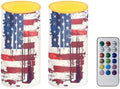 The Stars and Stripes Flameless Candles with Remote American Flag Battery Operated Candles with Timer Flickering LED Battery Operated Elictric Pillar Tealights for Holiday Decor by Merkmak