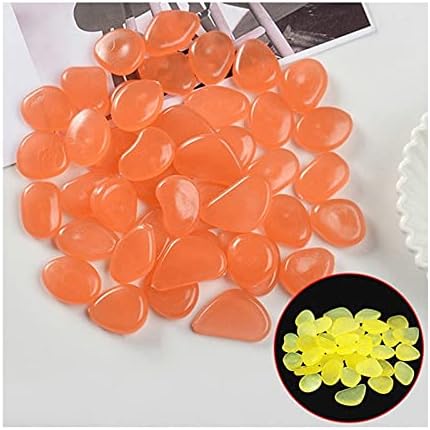 Glowing Stone 200PCS Pebbles Glowing in The Dark Aquarium Colored Light Rock, Fairy Garden Walkway Decoration Luminous Stone (Color : Orange) by Unknown