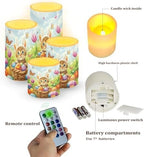 Easter Eggs Battery Operated Candles with Timers Cute Cat Flameless Candles with Remote Outdoor Lanterns for Porch LED Lights for Easter Day Party Home Decorations - Image 2