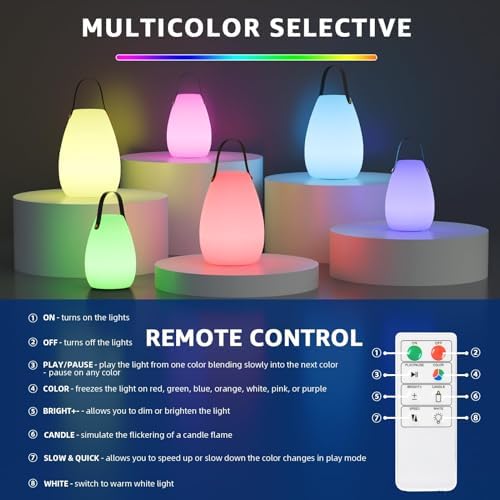 uuffoo 2 Pack Rechargeable Portable Table Lamp with Remote - Image 3