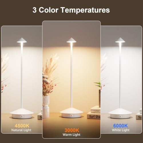 Cordless LED Table Lamps,Portable Battery Desk Lamp,2 Pack,White - Image 2