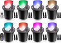 SUNVIE RGBW Low Voltage Landscape Lighting Color Changing 12W Waterproof Well Lights Landscape LED In Ground 12-24V Dimmable Paver Lights with Connectors for Pathway Garden Yard Fence Deck, 8 Pack by SUNVIE