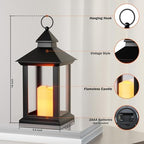 Lanterns Decorative Indoor, 2 Pack Black Decorative Flameless Candle Lanterns with Timer, Vintage 14" Waterproof Hanging Outdoor Lanterns, Battery Operated for Porch, Patio, Wedding Decor - Image 2
