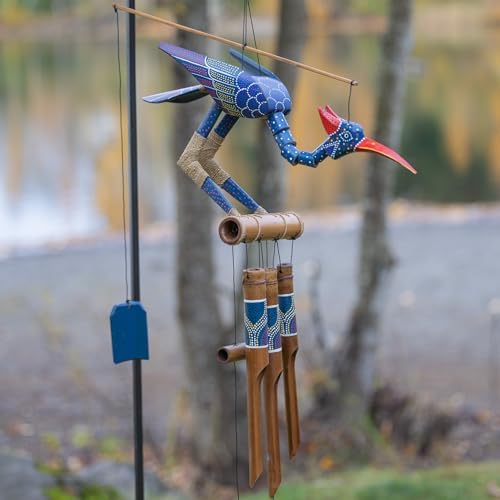 Cohasset Gifts Bamboo Wind Chimes | Natural Soothing Melodic Tones | Wood Outdoor Home Decor for Patio or Garden | Thoughtful Gift or Hang on Your Own Deck|#174P “Passion” Bobbing Head Bird Wind Chime - Image 4