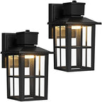 Brightever LED Outdoor Wall Lights, 10W Black Exterior Light Fixture with Clear Glass Shade, 3000K/4000K/6500K Selectable, 800LM High Brightness Outdoor Wall Lanterns for Patio Waterproof, Pack of 2 by Brightever