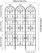 unho Metal 86.6 * 18.7" Garden Trellis 3-Packs for Climbing Plants - Image 2