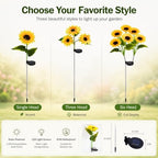Solar Sunflower Stake Light, Yellow Outdoor Garden Accent Lamp - Image 3