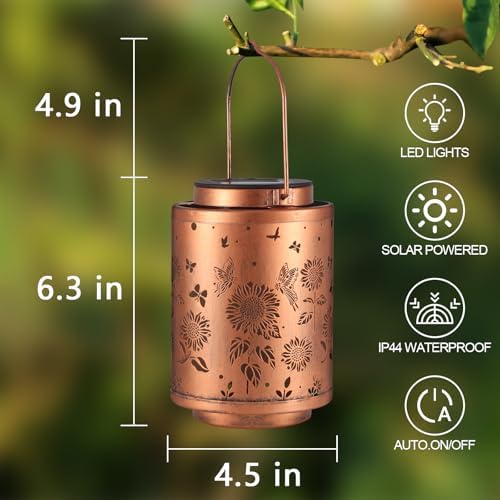 2 Pack Solar Outdoor Lanterns Butterflies Garden Decor LED Light Hanging - Image 5