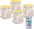 4 Pack Pink Flower Flameless Candles with 18-Key Remote Battery Operated Candles with Color Changing Timer Control LED Pillar Tea Lights for Patio Porch Banquet Home Decoration by Merkmak